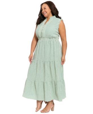 Plus Size Sleeveless Slit Neck Maxi Dress