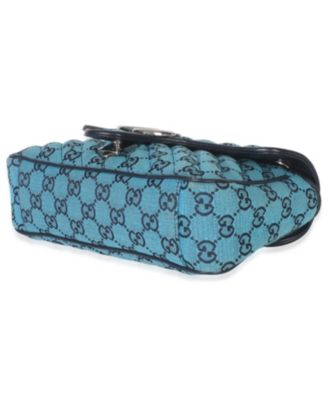 Blue Matelasse Canvas Diagonal Small GG Marmont Shoulder Bag