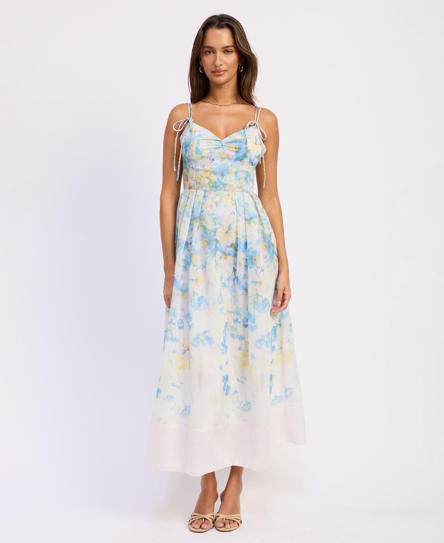 Женское платье En Saison Vivian Sleeveless Midi, цвет: Слоновая кость синий жёлтый — фото 1