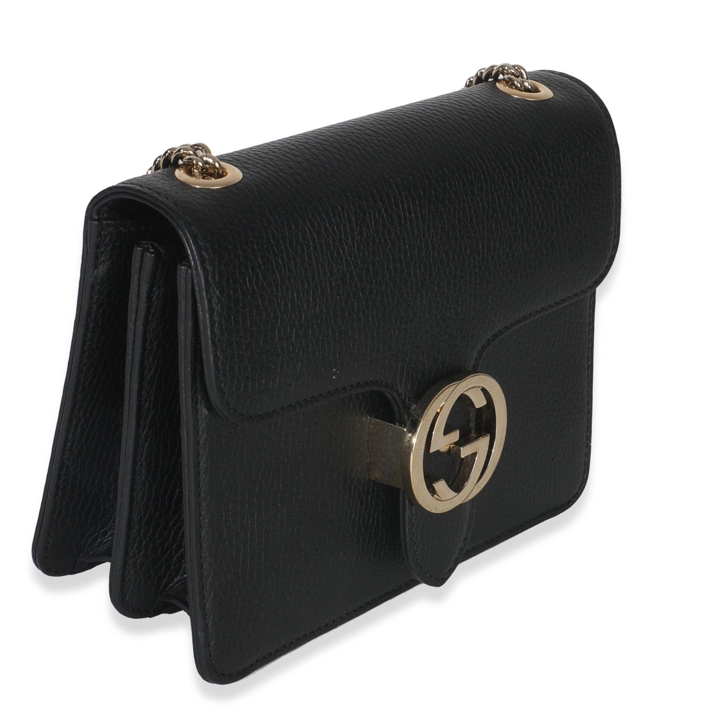 Black Dollar Calfskin Interlocking G Small Bag