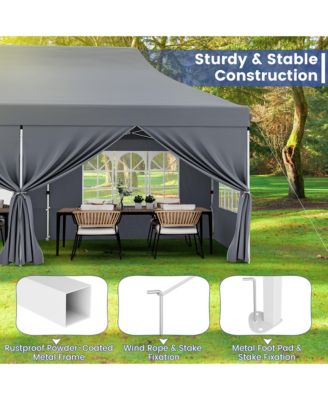 10 x 20 FT Canopy w/ 6 Detachable Sidewalls Carrying Bag UPF50+ Sun Protection