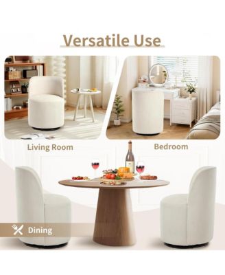 360degree(s) Swivel Barrel Chair, Linen Upholstered Accent Chair with Curved Backrest and Sturdy Metal Base for Living Room, Bedroom