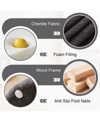 Swivel Accent Chair, Chenille Fabric Upholstered Armchair with Curved Backrest and High Cylindrical Base for Living Room, Bedroom