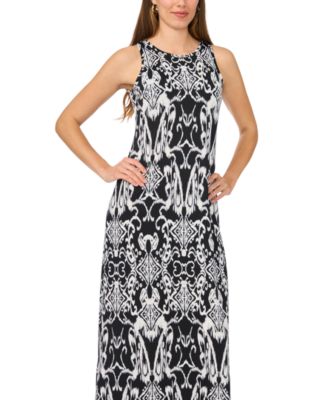 Women's Sleeveless Crew Neck Keyhole Back Maxi Dress