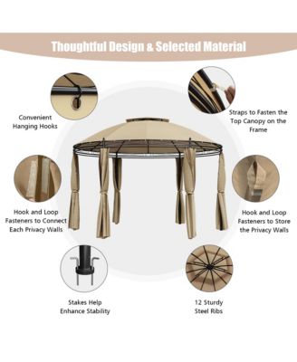 11.5' Outdoor Patio Round Dome Gazebo Canopy Shelter Double Roof Steel