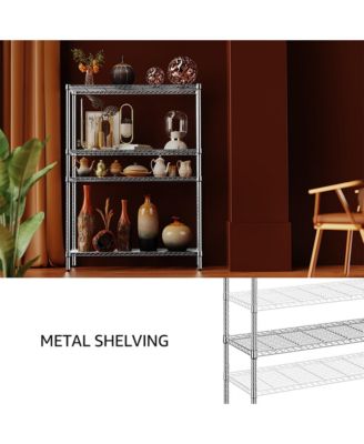 4- Tier Metal Storage Shelves, Adjustable Wire Shelving Rack for Garage, Basement, Warehouse, 1400 Lbs Capacity.