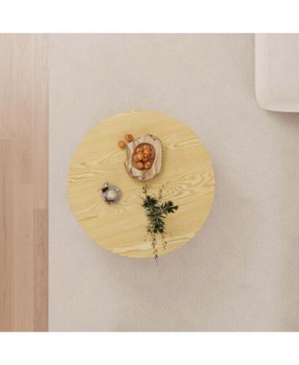 Modern Circular Coffee Table, 29.53" Center Table with Pedestal, Round Stripe and Concealed Storage for Living Room