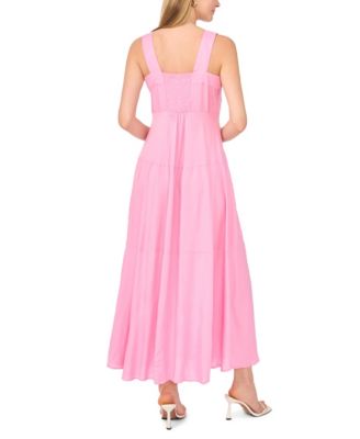 Women's Challis Square-Neck Smocked-Back Sleeveless Maxi Dress