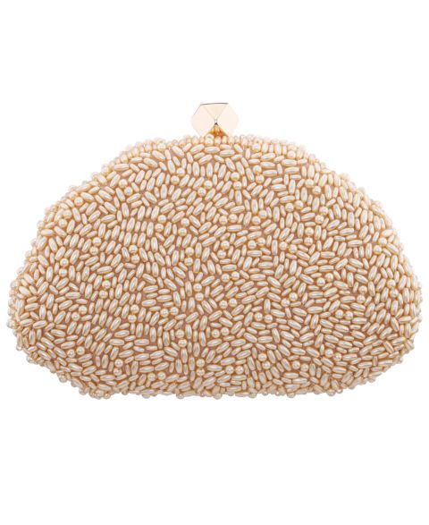 Женский клатч Nina Hera Beaded Shell Shaped Small Clutch Handbag, цвет: Шампань