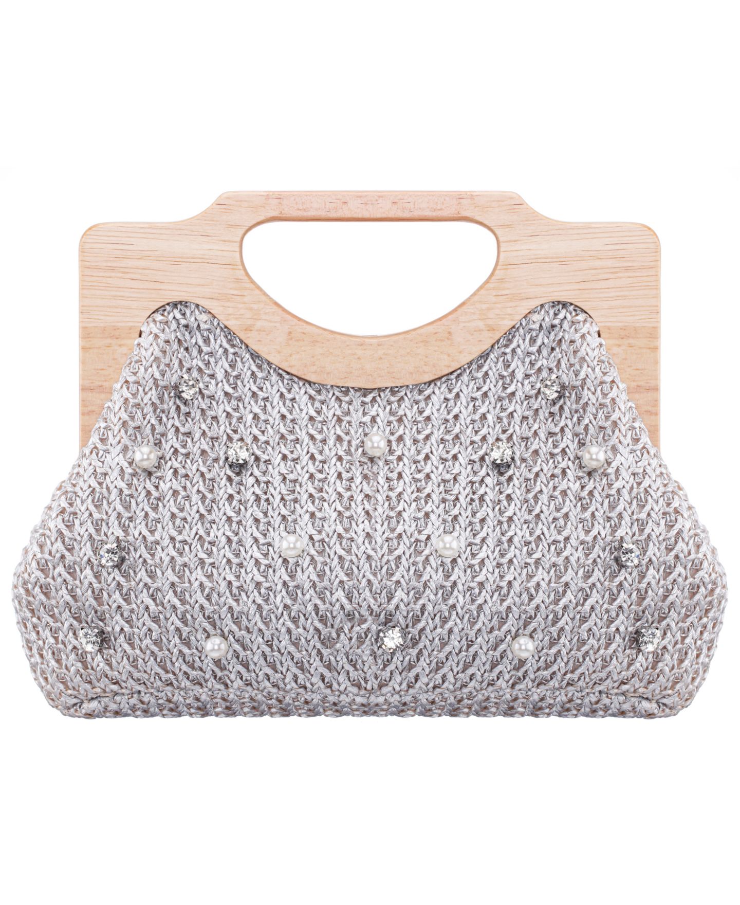 Женский клатч Nina Solei Straw Small Clutch Handbag, цвет: Серебряный — фото 1