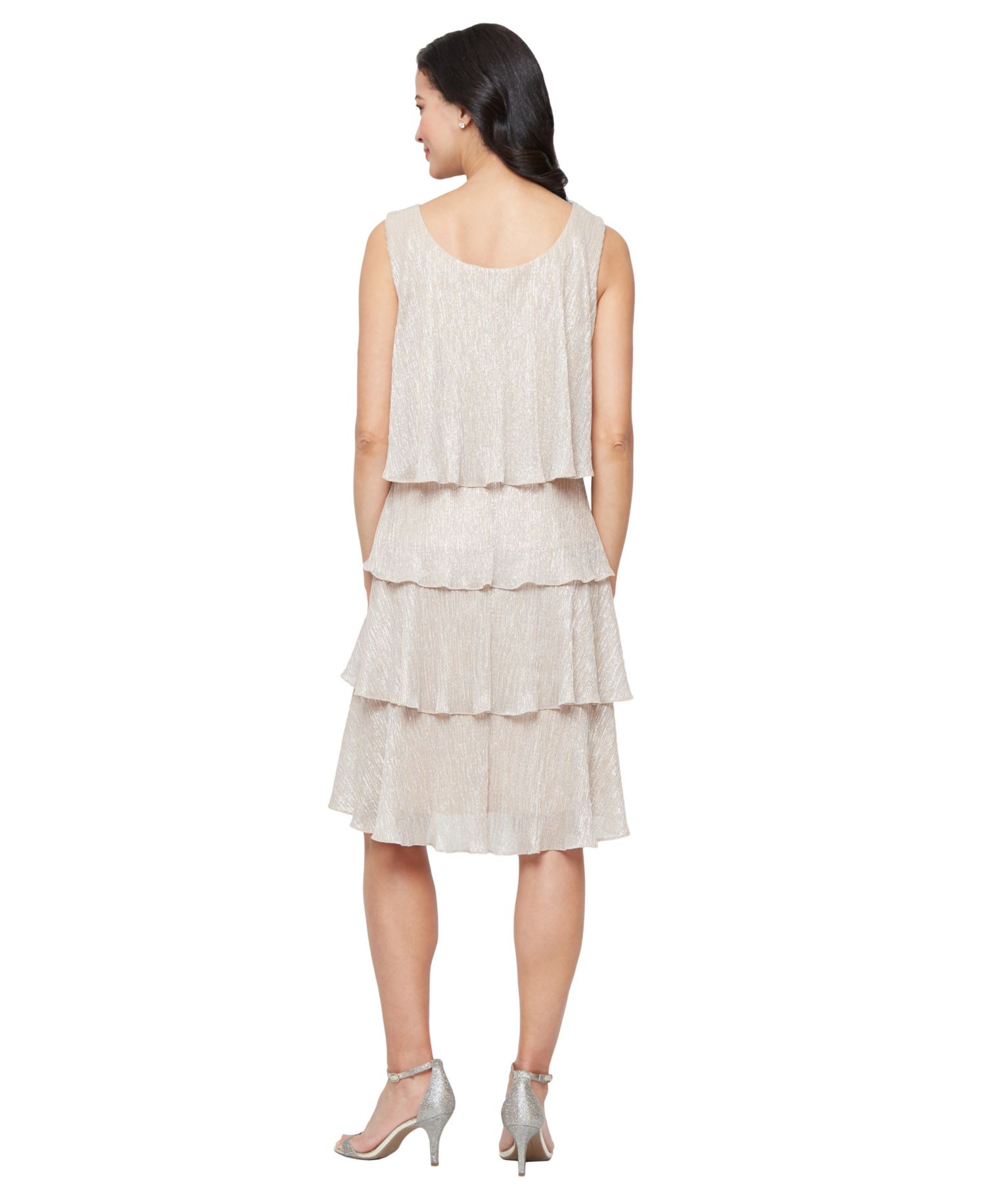 Petite Crewneck Embellished Tiered Jacket Dress