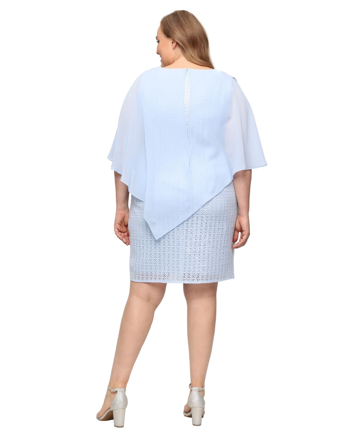 Plus Size Asymmetric Overlay Crochet Lace Sheath Dress