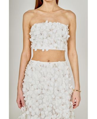 Women's 3D Floral Bandeau Top