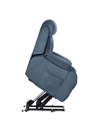 power lift recliner for elderly, velvet electric chair w/ remote, wide seat, side pocket & heavy-duty lift