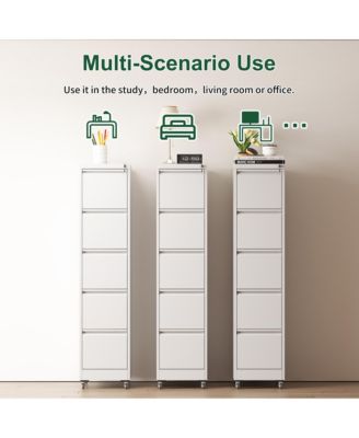 5 Drawer Locking Vertical File Cabinet on Wheels - for Home Office Organizer, Heavy-Duty Filing Storage Cabinet for Letters/Legal/A4