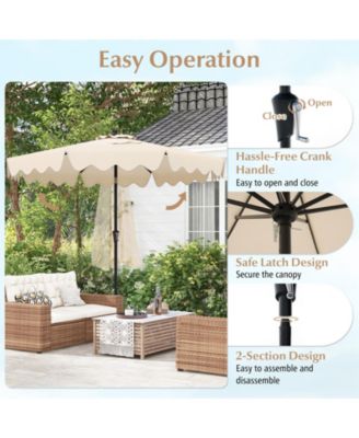 9 Feet Patio Umbrella with Crank Handle and Push Button Tilt