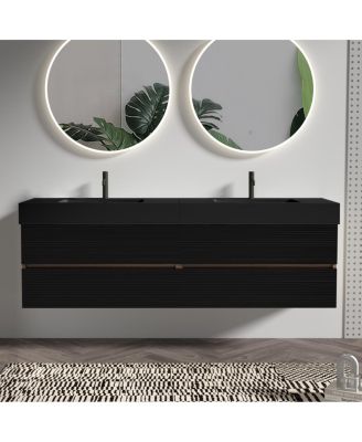 71.7" Floating Modern Double Sink Bathroom Vanity with Soft Close Drawers & Integrated Sinks for Large Bathrooms