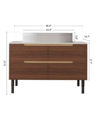36" Bathroom Vanity with Ceramic Integrated Sink, Soft Close Drawers & Modern Storage Cabinet, Floating or Freestanding