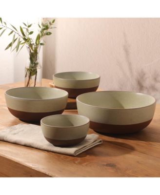 William Crest 4 Piece Nesting Serving Stoneware Reactive Bowl Set, 5”, 6.25”, 7.5”, 9”, Prep & Serving Bowls
