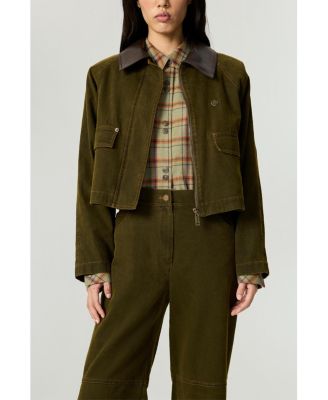 Women's Contrast Collar Utility Cropped Jacket