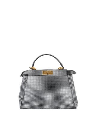 Regular Peekaboo Bag Check Print Leather