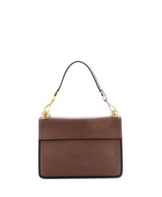 Medium Kan I F Shoulder Bag Leather with Zucca Embossed Detail
