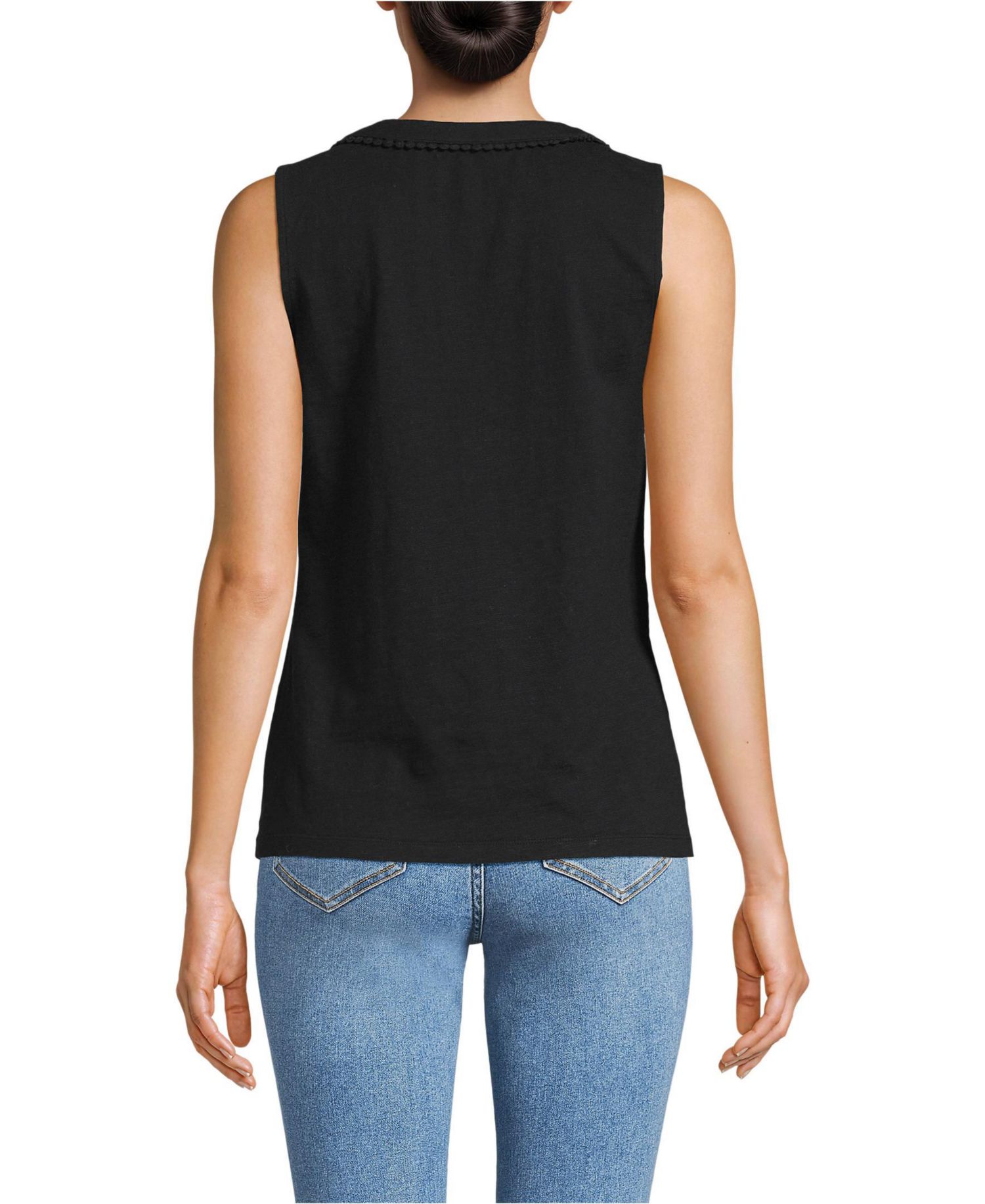 Women's Slub Decorative Trim Tank Top