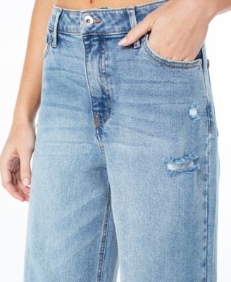 Women's Wide-Leg Fray-Hem Jeans
