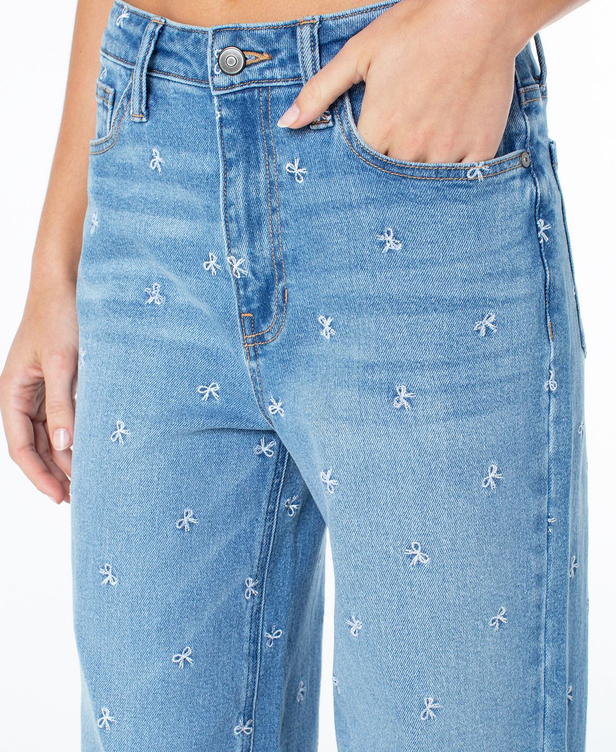 Celebrity Pink Women's Embroidered Wide-Leg Jeans view 3 — MAYCSS fashion products
