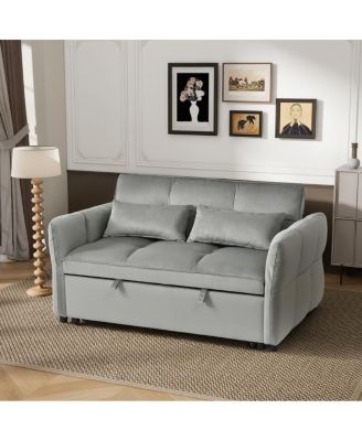 3-in-1 Velvet Pull Out Sleeper Sofa Bed with Adjustable Backrest