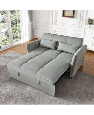 3-in-1 Velvet Pull Out Sleeper Sofa Bed with Adjustable Backrest