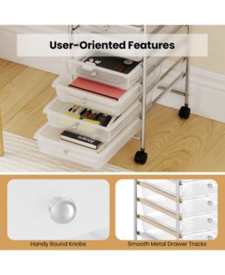 Ten Drawer Rolling Storage Cart with Metal Frame and Casters