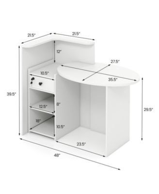Reception Office Desk with Open Shelf and Lockable Drawer