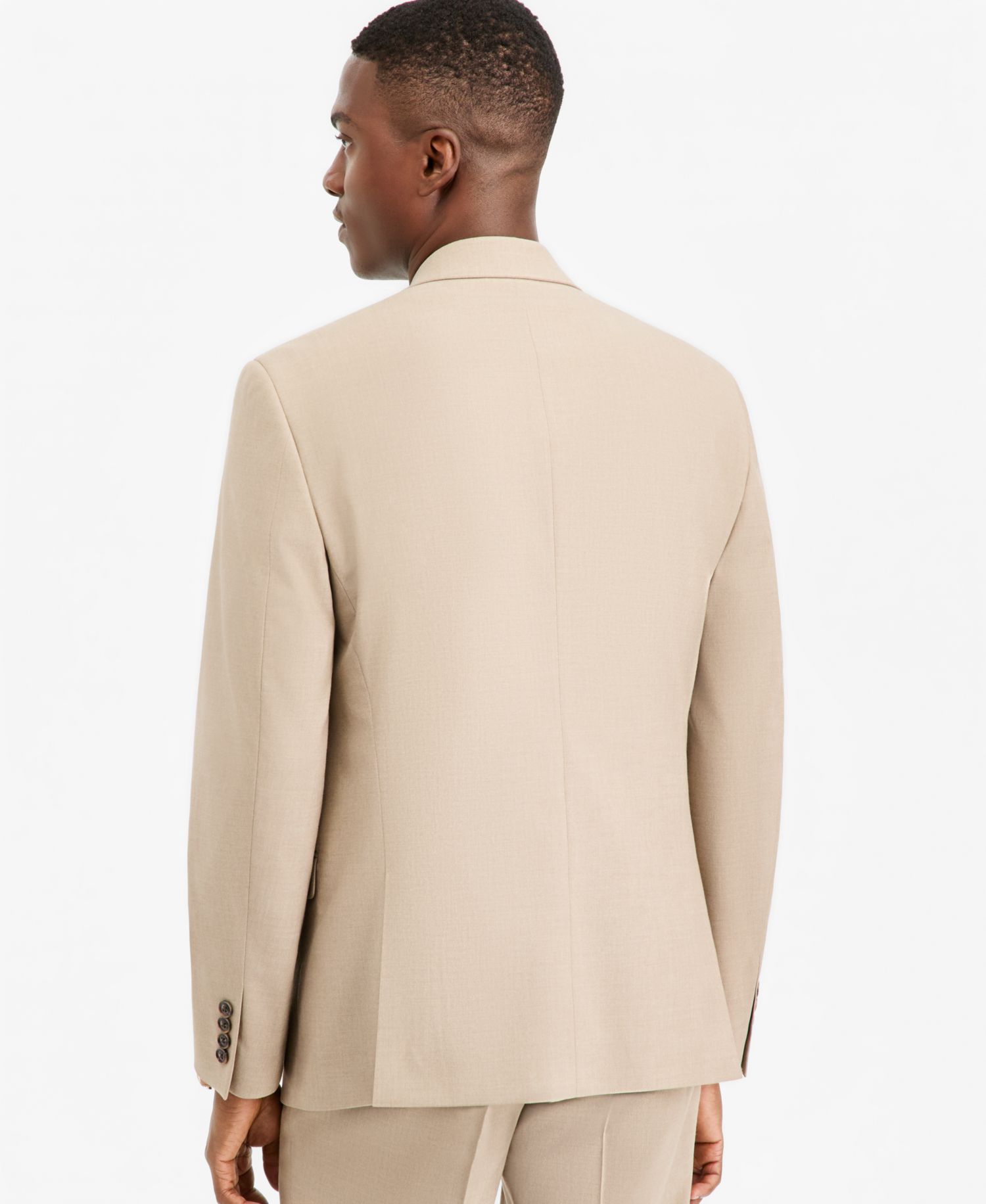 Men's Slim-Fit Tan Solid Double-Breasted Suit Separates Jacket