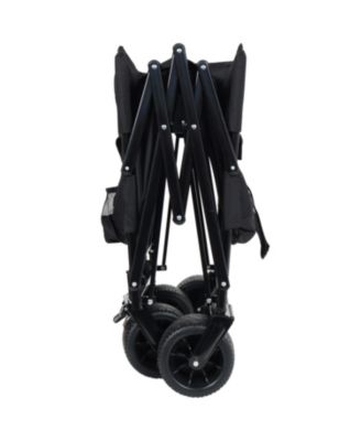 Outdoor Storage 3-in-1 Collapsible Foldable Wagon Cart with Bench Seat & Storage Heavy Duty Utility Cart For Camping