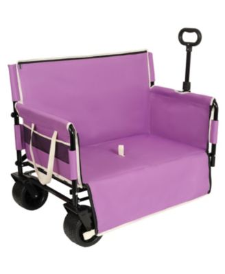 Outdoor Storage 3-in-1 Collapsible Foldable Wagon Cart with Bench Seat & Storage Heavy Duty Utility Cart For Camping