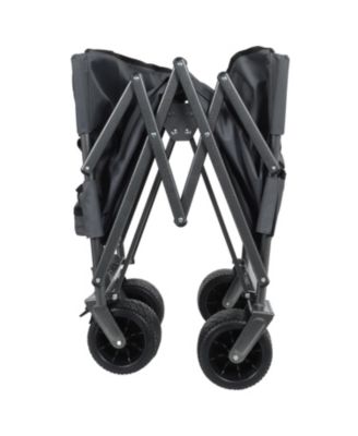 Outdoor Storage 3-in-1 Collapsible Foldable Wagon Cart with Bench Seat & Storage Heavy Duty Utility Cart For Camping