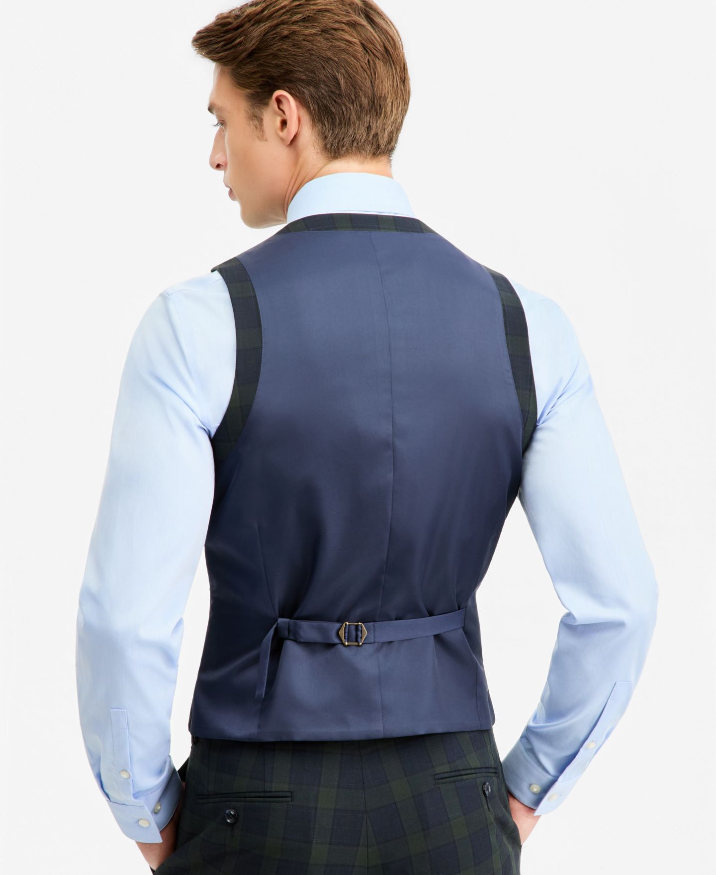Мужской жилет Bar III Slim-Fit Green Tartan Suit Separates Vest, цвет: Зелёный — фото 2