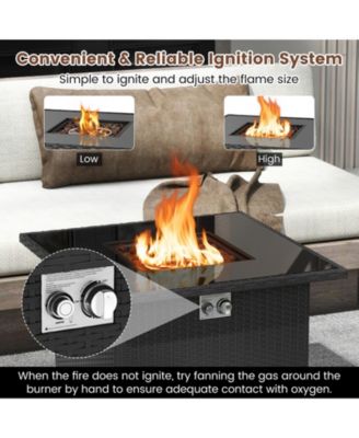 32.5 in Propane Fire Pit Table with Tempered Glass Top