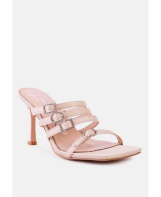 Womens Times Up Diamante Buckle Mid Heel Sandals