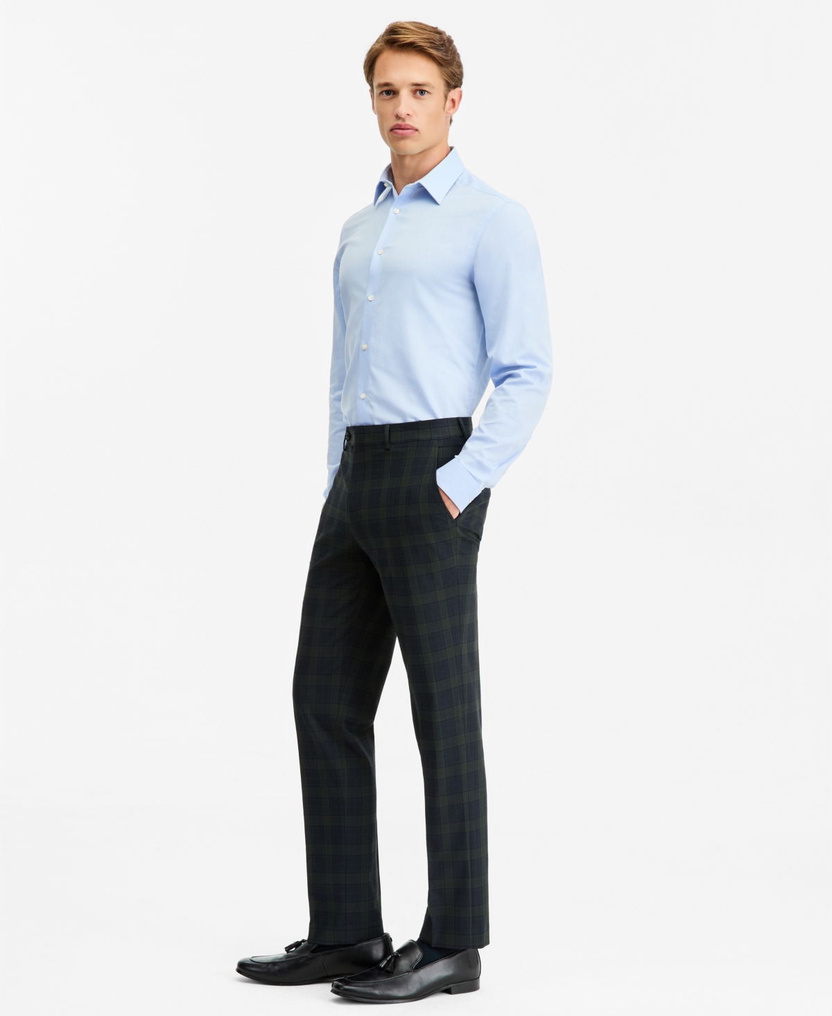 Bar Iii Men's Slim-Fit Green Tartan Suit Separates Pants, Macy's Exclusive