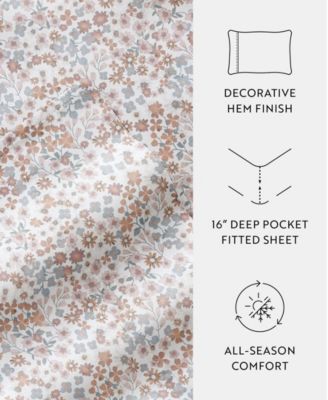 Long Staple 300-Thread Count Cotton Pattern 4-Pc. Sheet Set, California King