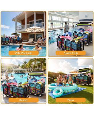 2PCS Pool Float Storage Bins Basket for Toys Raft Noodles Rolling Cart Organizer