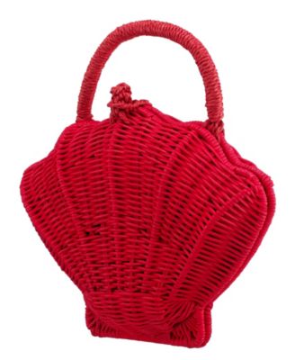 Rattan Shell Minaudiere Small Clutch Handbag