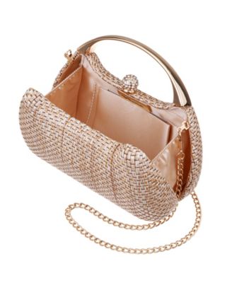 Straw Minaudiere Mini Clutch Handbag