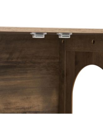 Zeus and Ruta Wooden Cat Litter Box Enclosure Hidden 2 Rooms Modern Litter Box Furniture Greige