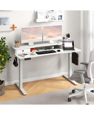 Height Adjustable Electric Standing Desk with Two Drawers