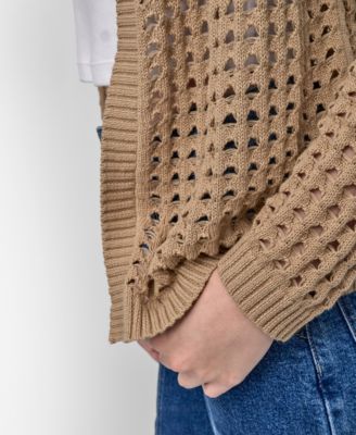 Petite Open-Stitch Cardigan Sweater
