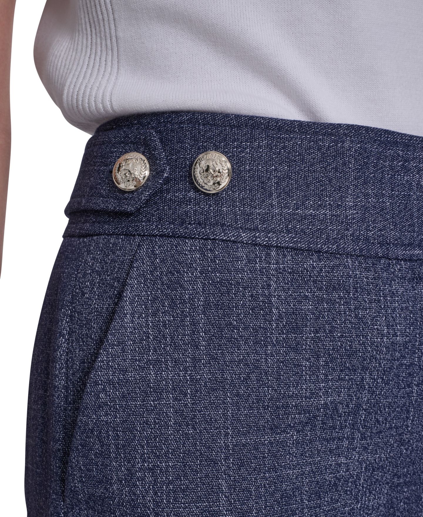 Женские брюки Tommy Hilfiger Tabbed Waistband, цвет: Тёмно-синий / Слоновая кость — фото 4