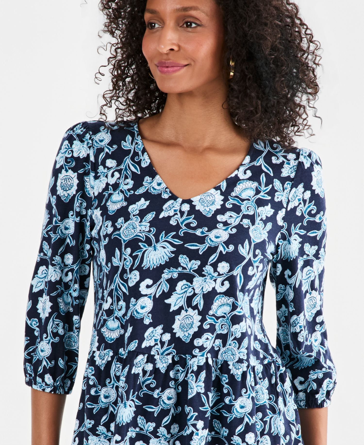 Petite V-Neck Paisley-Print Blouse
